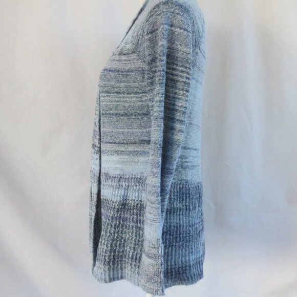 New Sonoma Sweater Costal Blue Striped Lightweight Cotton Open Cardigan Size SP - Picture 4 of 16